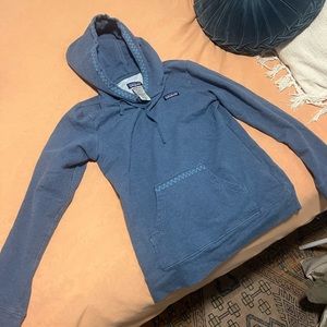 Patagonia Navy Blue Stitched Sweatshirt Hoodie, Women’s Size Medium